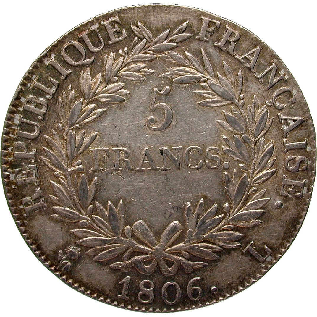 Kaiserreich Frankreich, Napoleon I., 5 Francs 1806 (reverse)