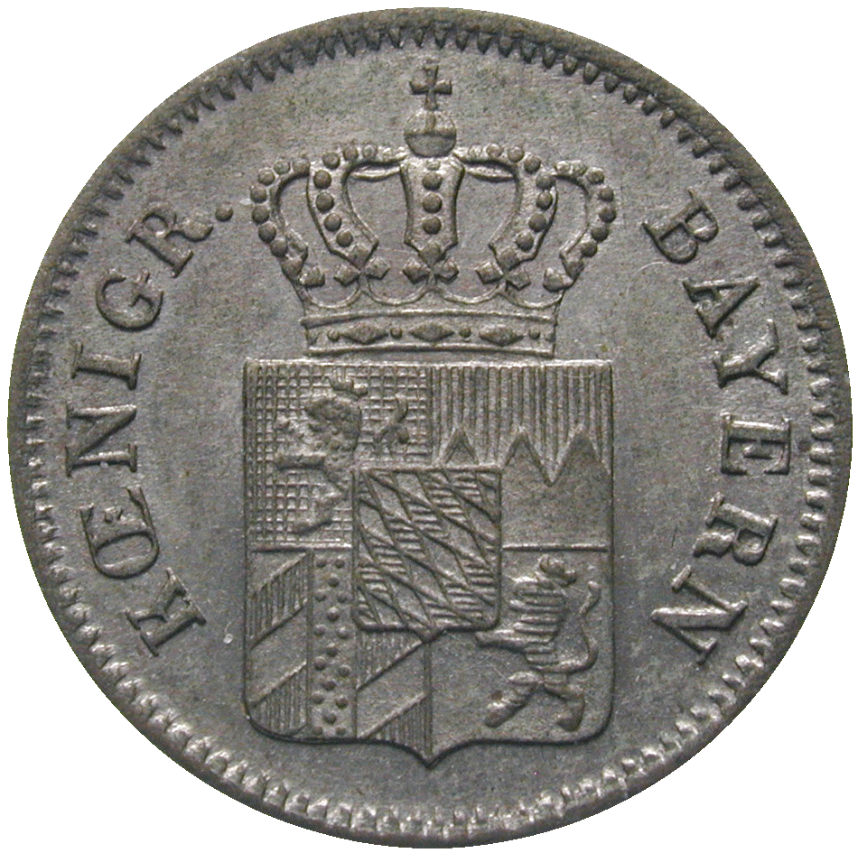 Kingdom of Bavaria, Louis I, 1 Kreuzer 1839 (obverse)