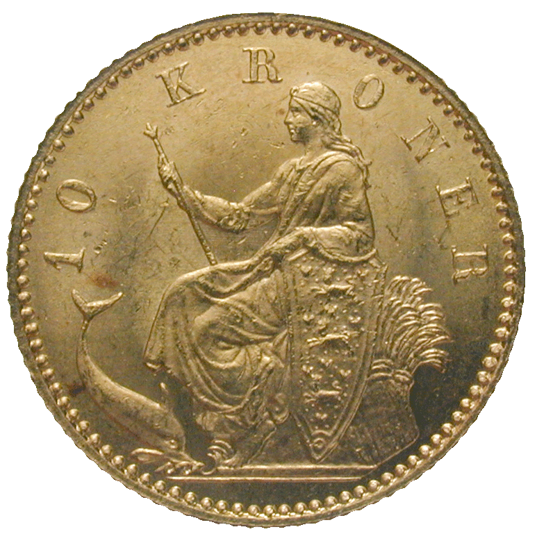Kingdom of Denmark, Christian IX, 10 Kronor 1900 (reverse)