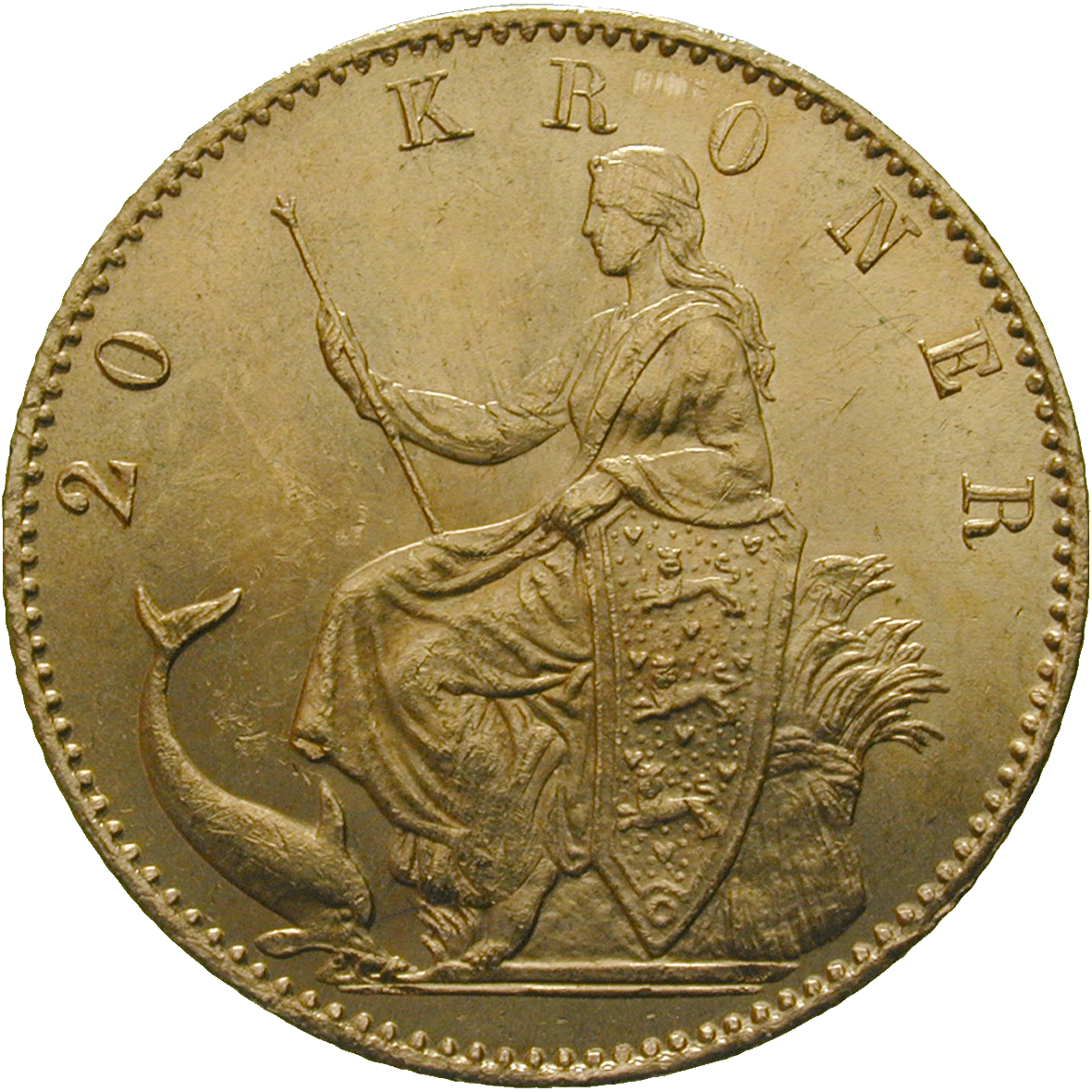 Kingdom of Denmark, Christian IX, 20 Kroner 1877 (reverse)