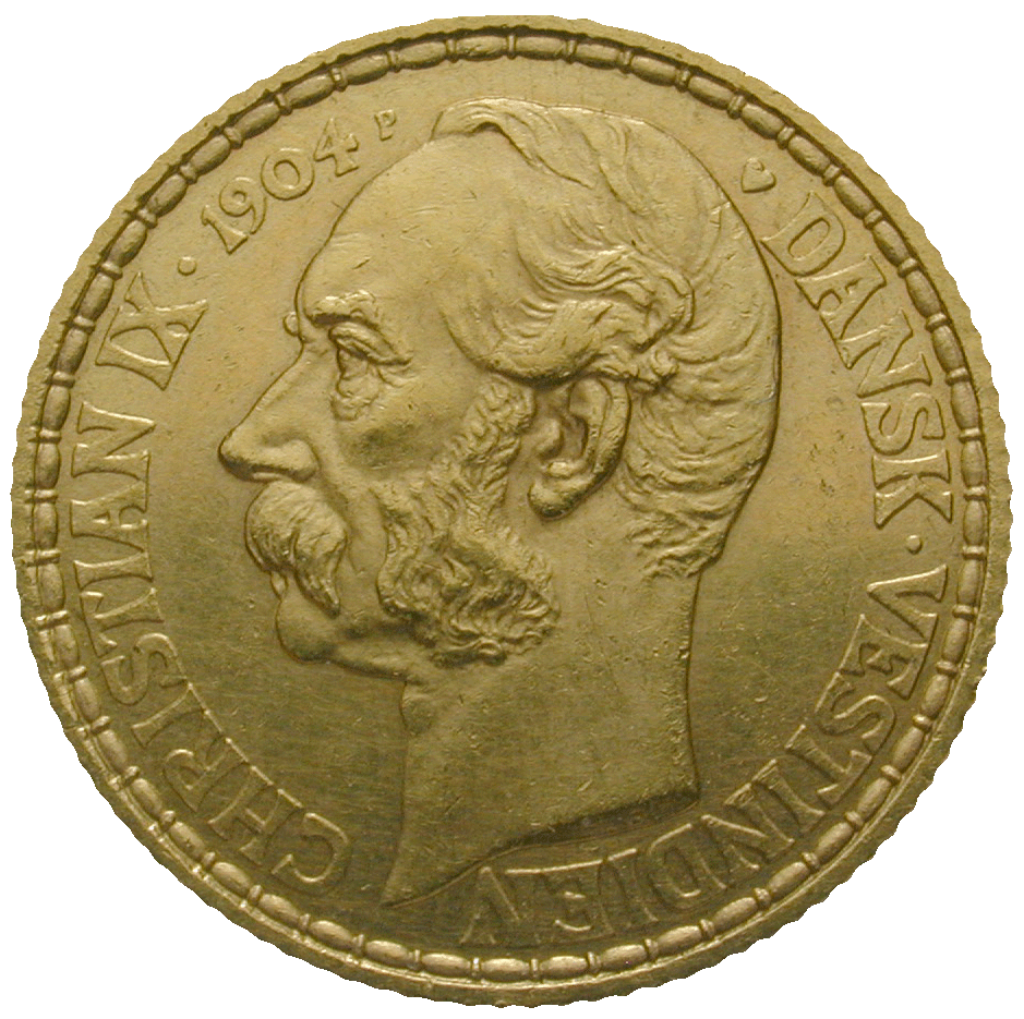 Kingdom of Denmark, Christian IX for the Danish West Indies (Virgin Islands), 4 Dalers or 20 Francs 1904 (obverse)
