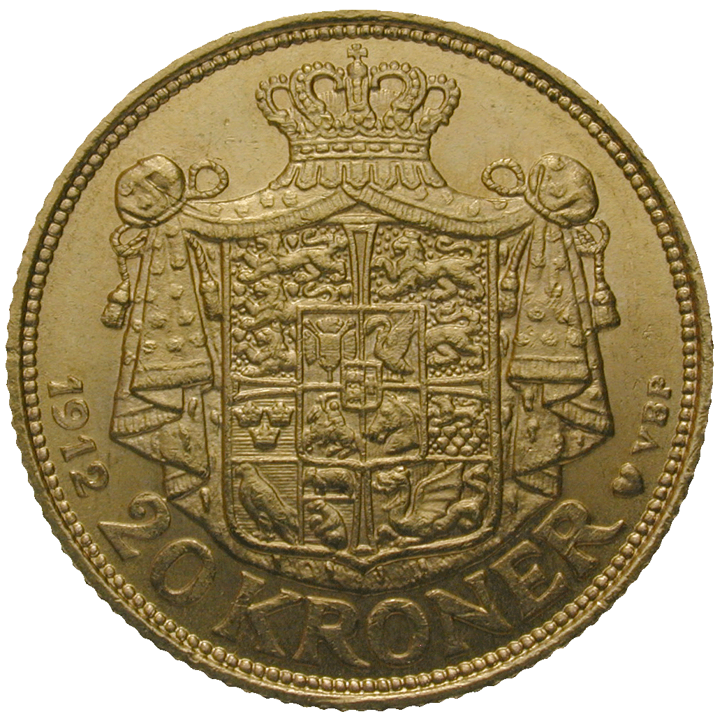 Kingdom of Denmark, Frederick VIII, 20 Kroner 1912 (reverse)