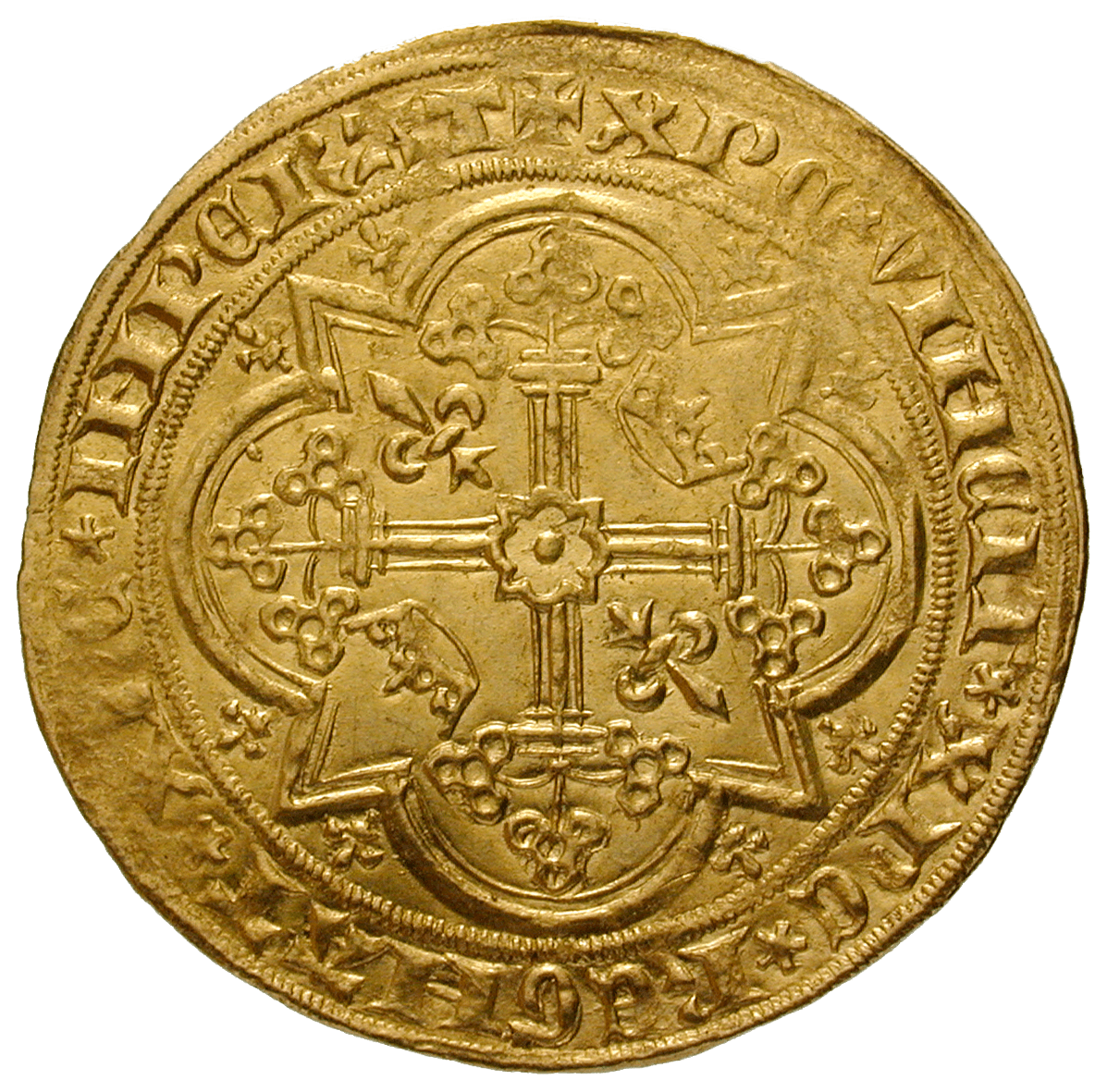 Kingdom of France, Charles V, Franc à pied (reverse)