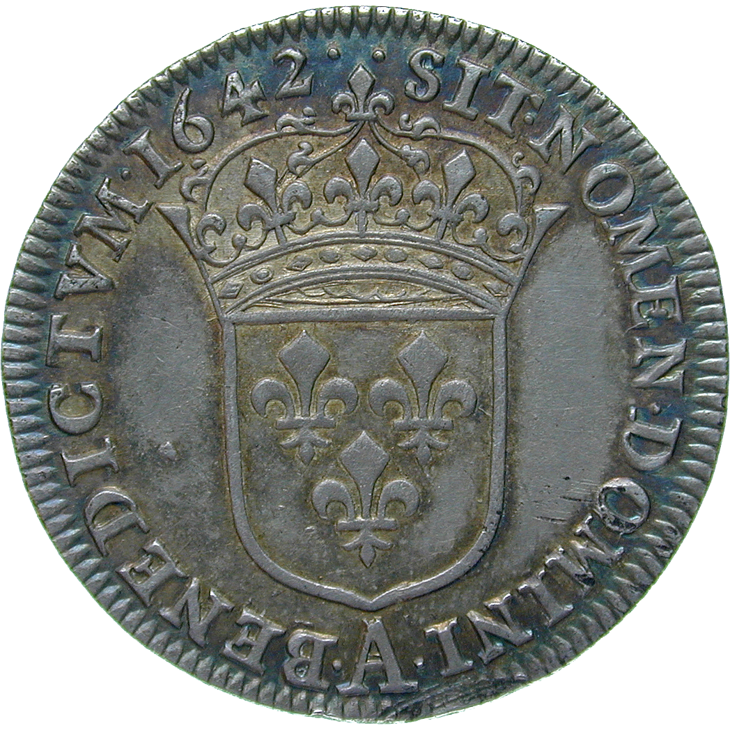 Kingdom of France, Louis XIII, 1/2 Ecu 1642 (reverse)