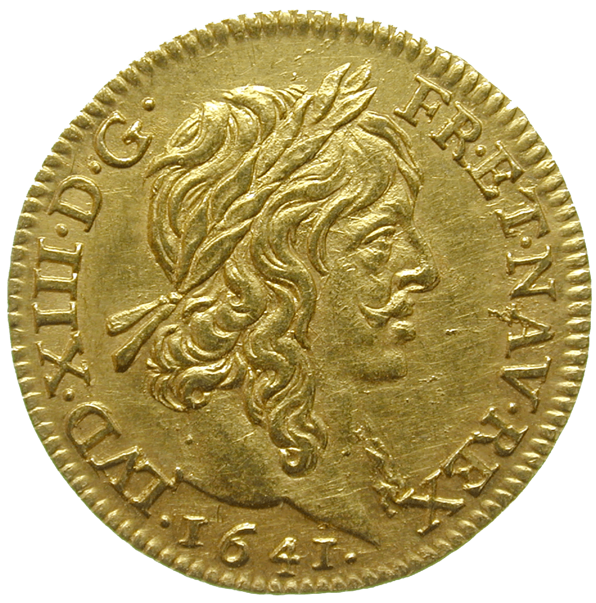 Kingdom of France, Louis XIII, 1/2 Louis d'or 1641 (obverse)