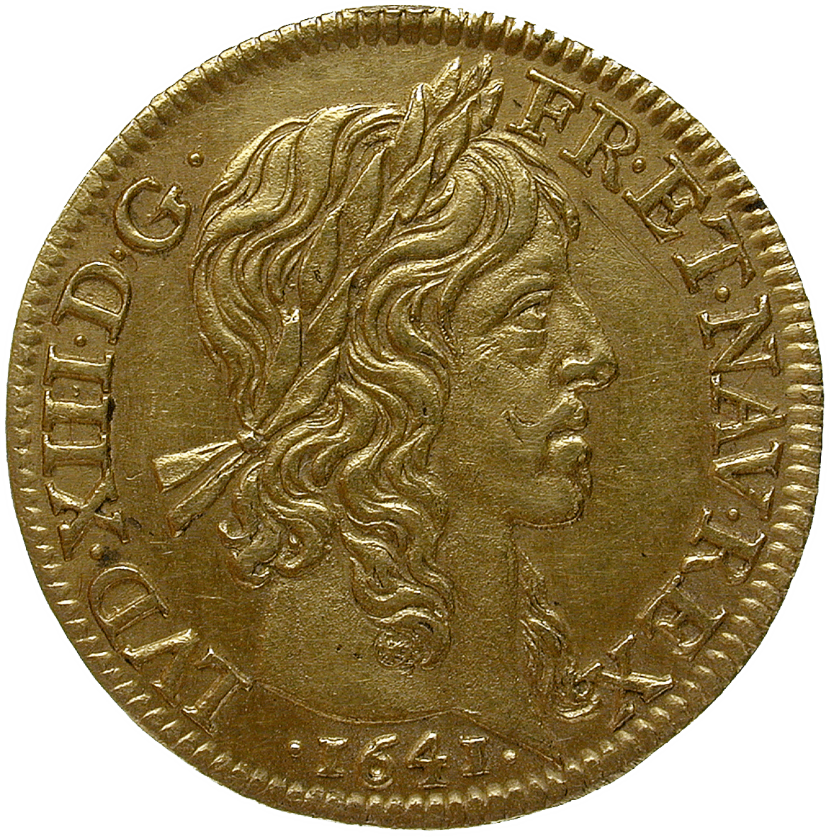 Kingdom of France, Louis XIII, Louis d'or 1641 (obverse)