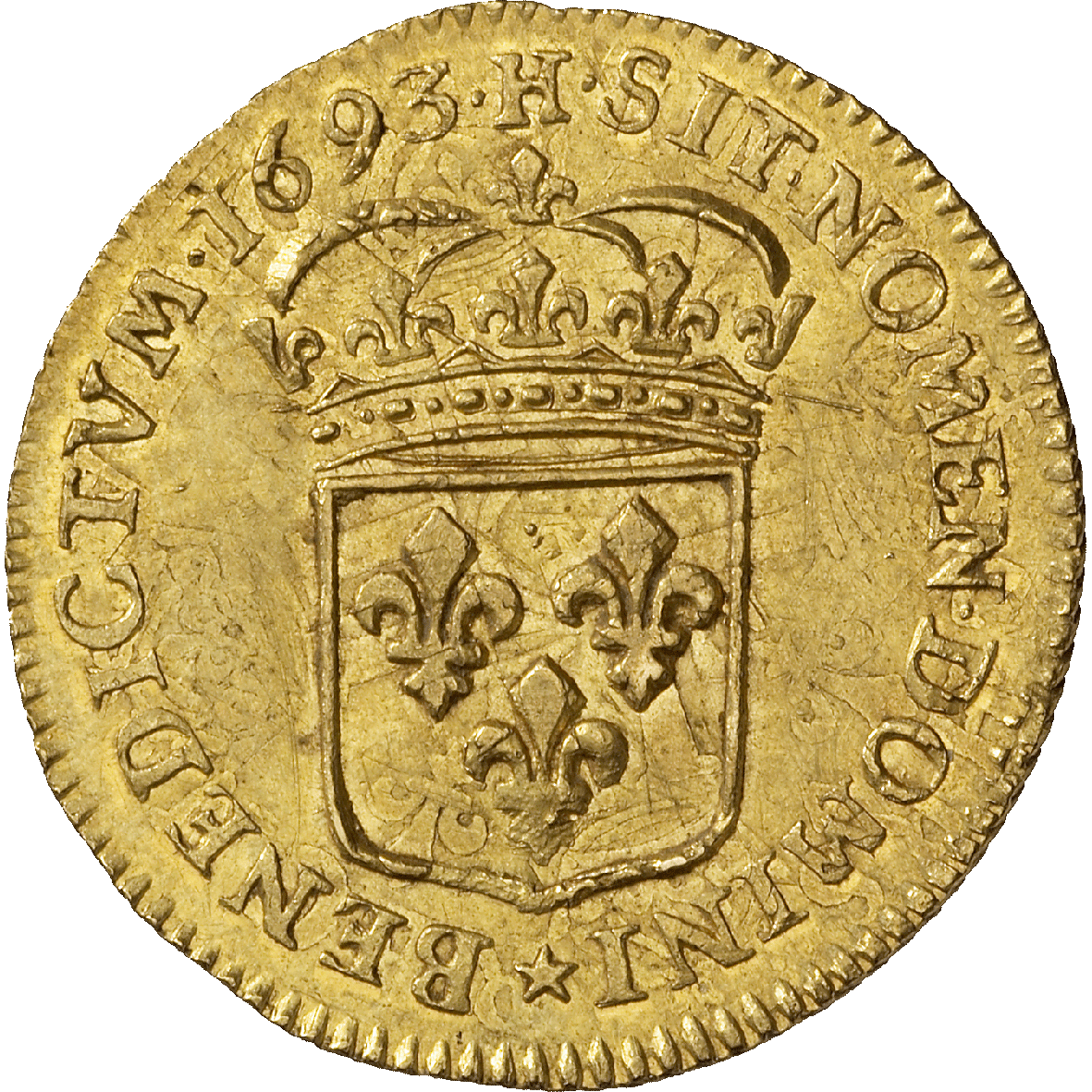 Kingdom of France, Louis XIV, Louis d'or 1693 (reverse)