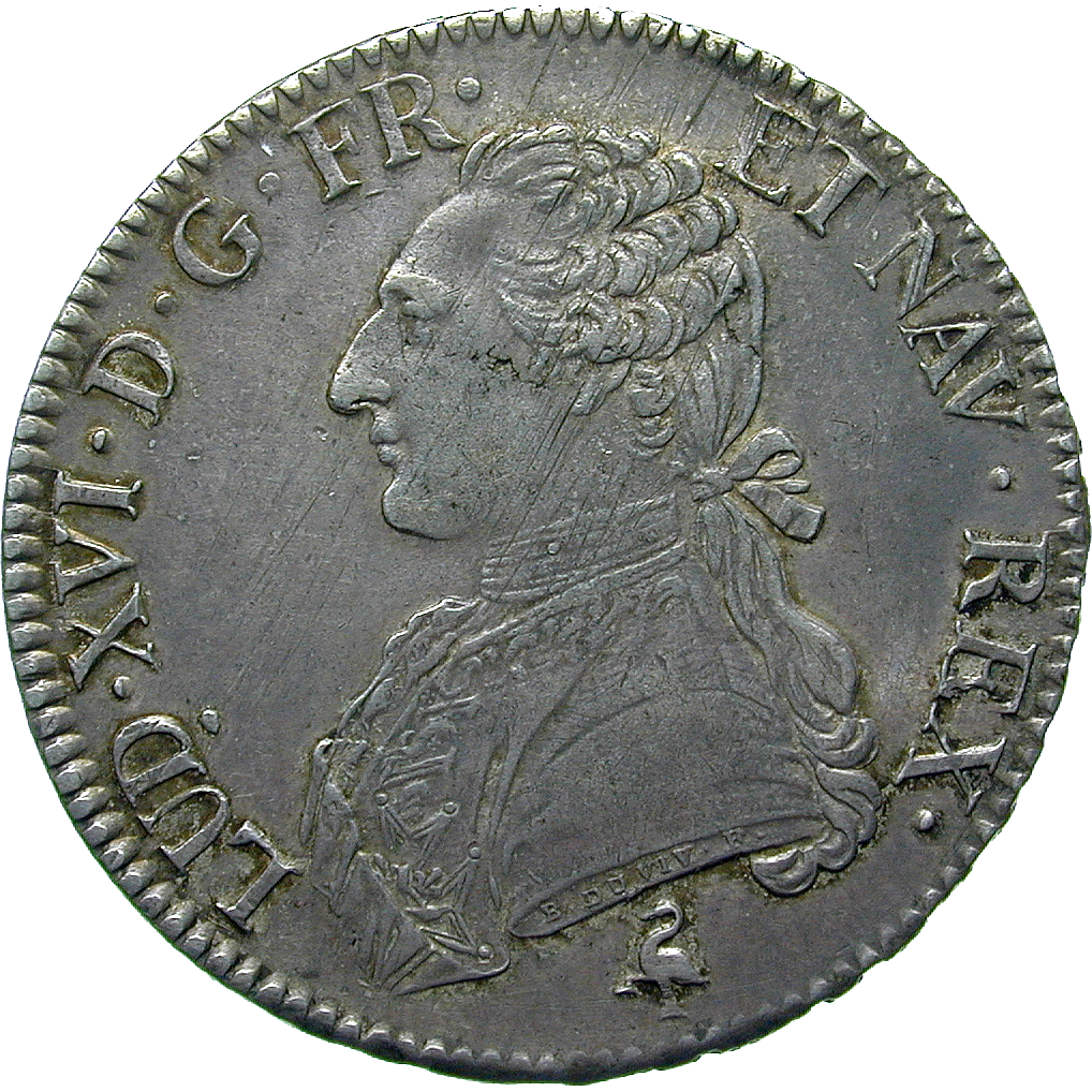 Kingdom of France, Louis XVI, Ecu aux lauriers 1789 (obverse)