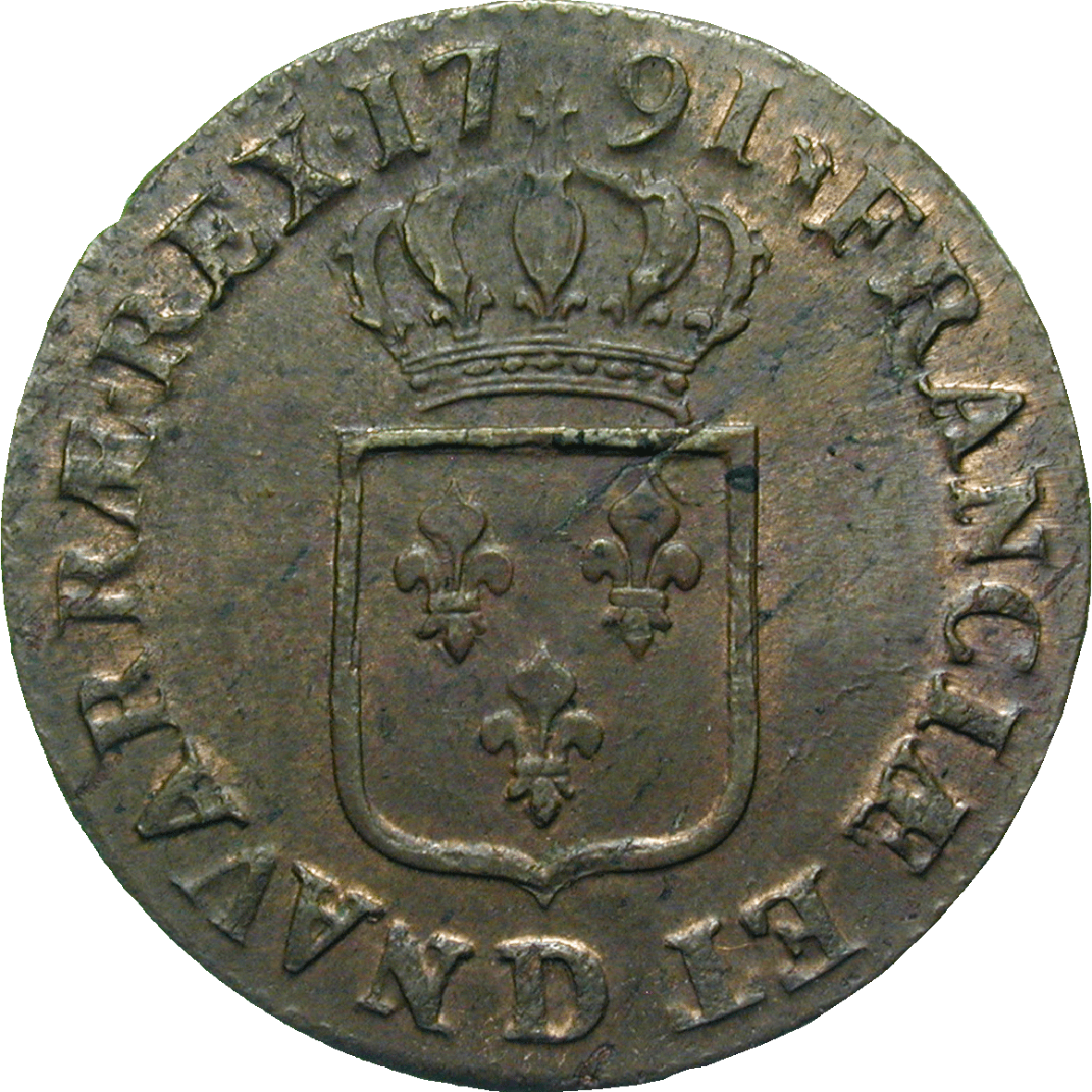 Kingdom of France, Louis XVI, Sol 1791 (reverse)