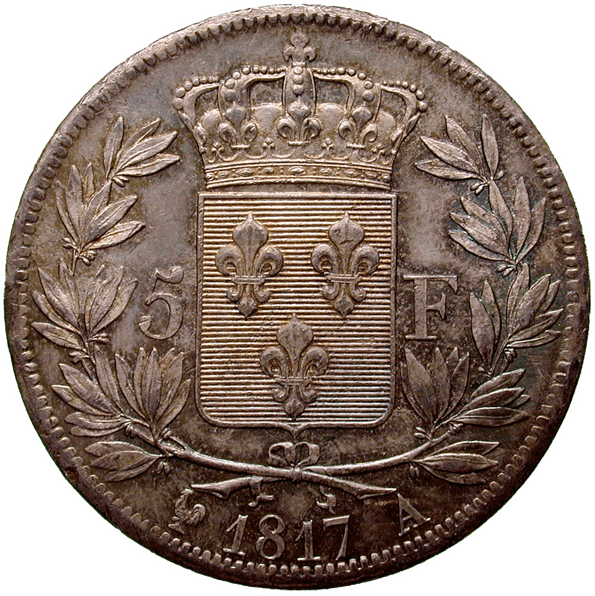 Kingdom of France, Louis XVIII, 5 Francs 1817 (reverse)
