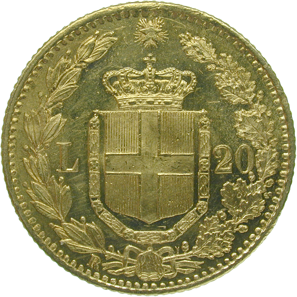 Kingdom of Italy, Umberto I, 20 Lire 1882 (reverse)