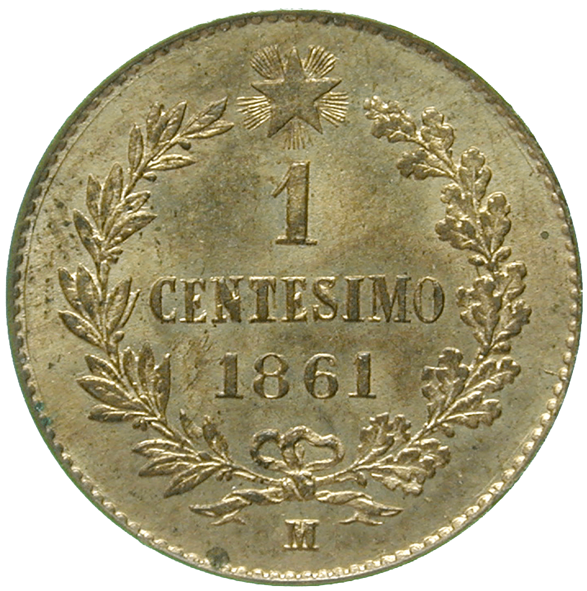 Kingdom of Italy, Vittorio Emanuele II, 1 Centesimo 1861 (reverse)