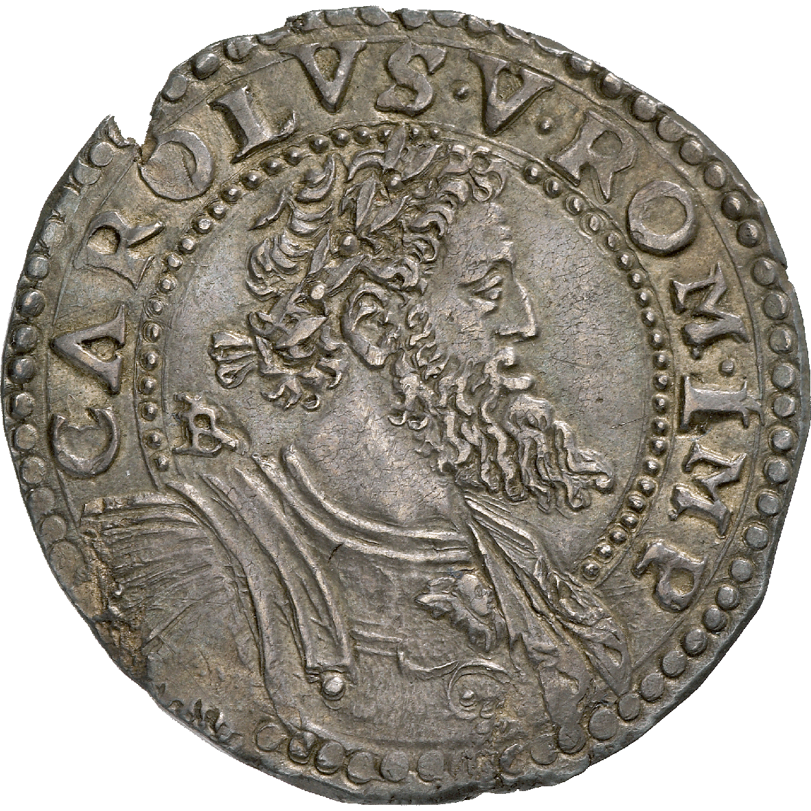 Kingdom of Naples, Charles V, Half Ducaton (obverse)