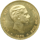 Kingdom of Spain, Alfonso XII, 25 Pesetas 1878 (obverse)