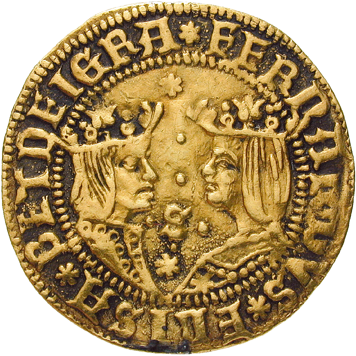 Kingdom of Spain, Isabella I and Ferdinand II, Double Excelente (obverse)