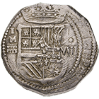 Kingdom of Spain, Philip II, Real de a ocho (Peso) (obverse)
