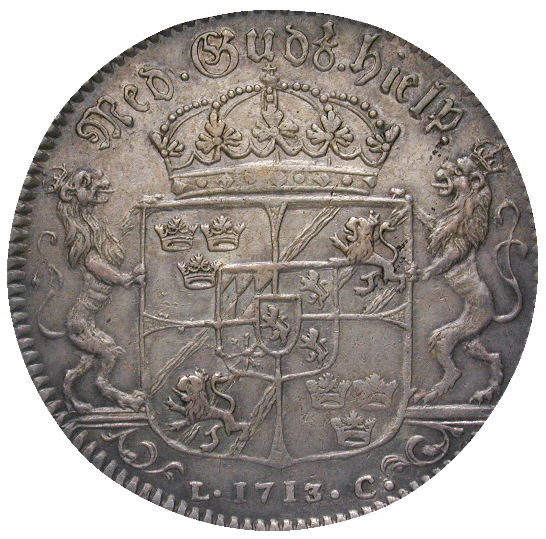 Kingdom of Sweden, Charles XII, Riksdaler 1713 (reverse)