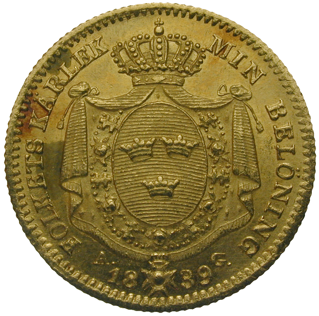 Kingdom of Sweden, Charles XIV John, Ducat 1839 (reverse)