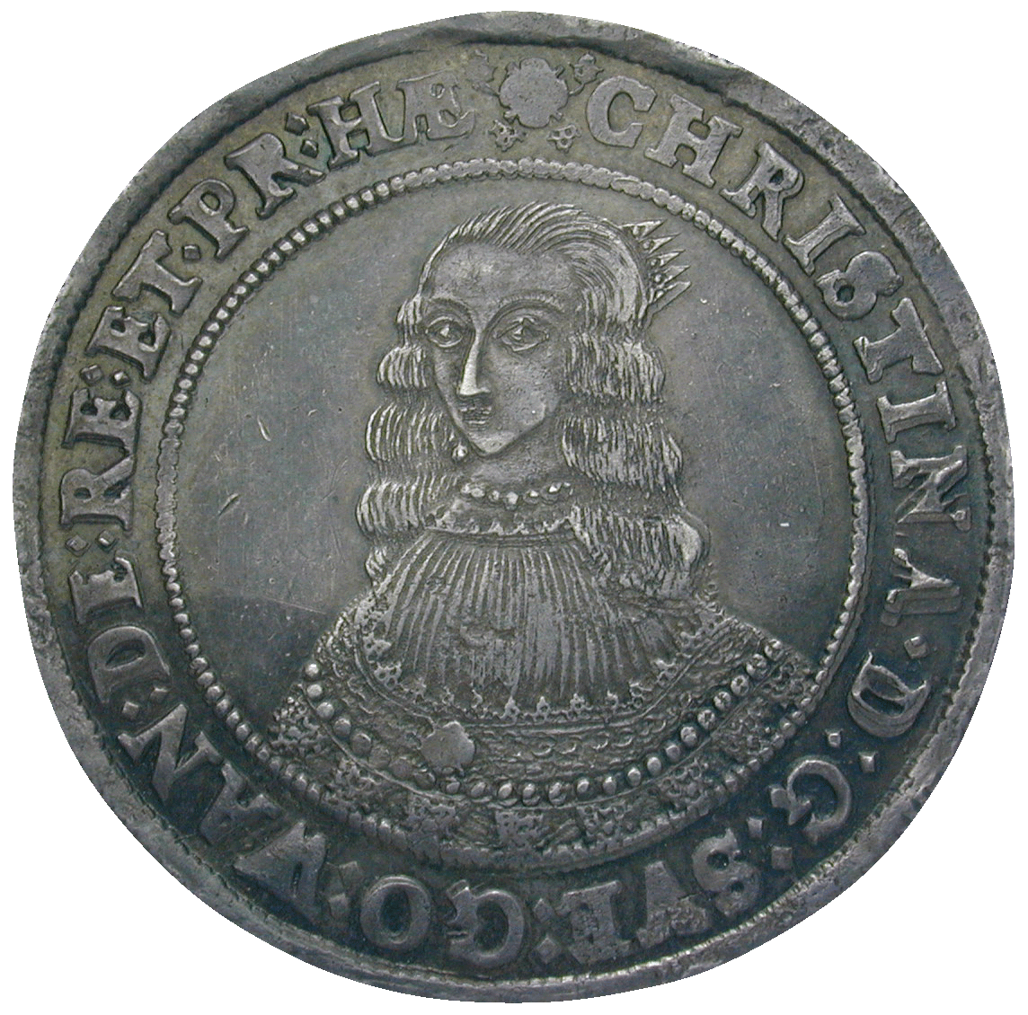 Kingdom of Sweden, Christina, Riksdaler 1644, Stockholm or Sala (obverse)
