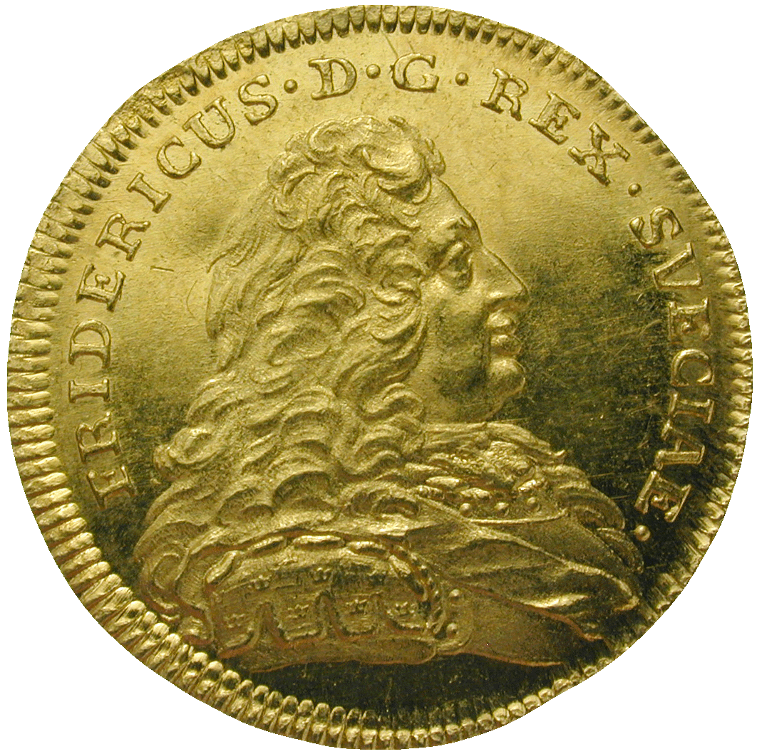 Kingdom of Sweden, Frederick I, Ducat 1750 (obverse)