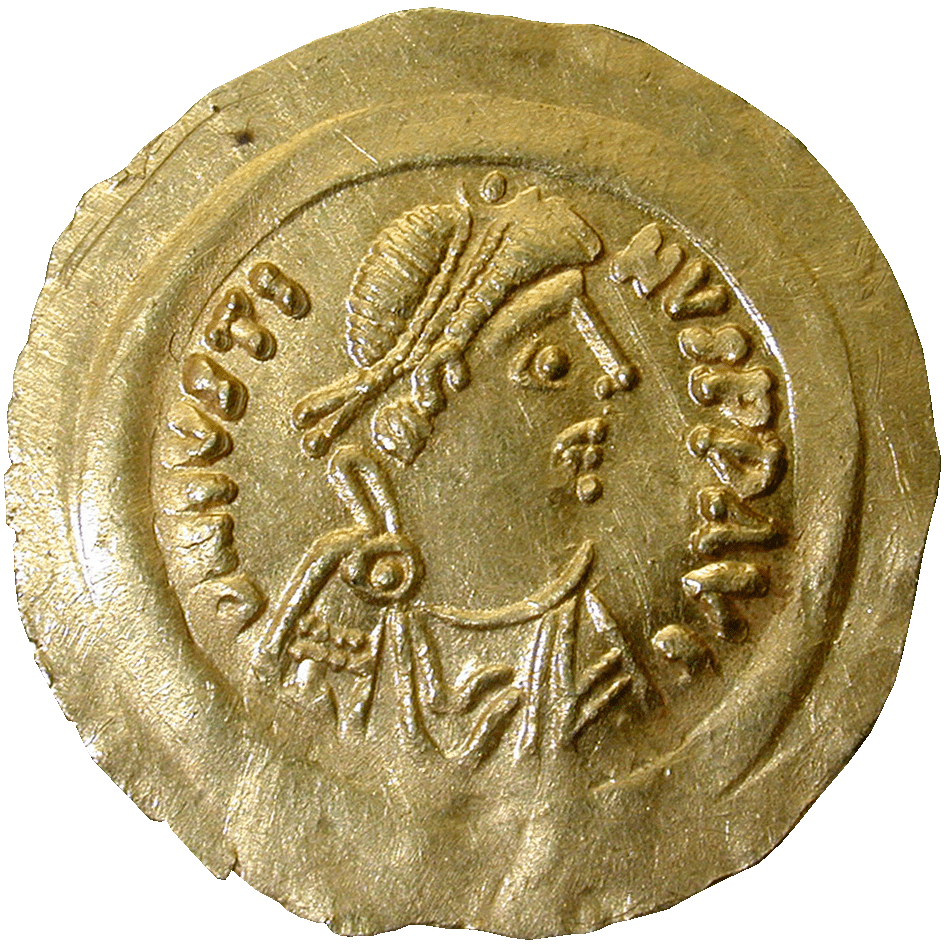 Kingdom of the Lombards, Alboin, Tremissis (obverse)