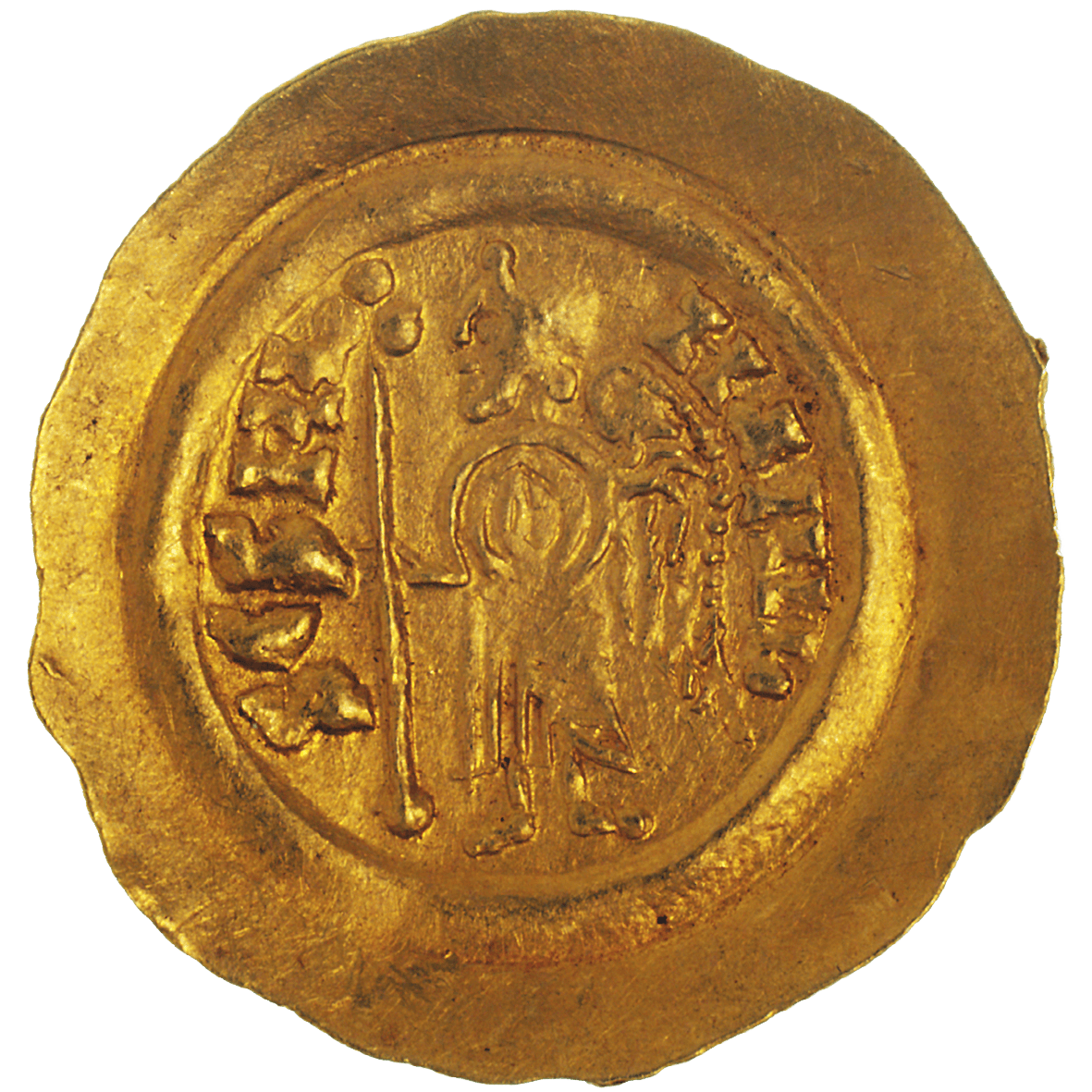 Kingdom of the Lombards, Aripert II, Tremissis (reverse)