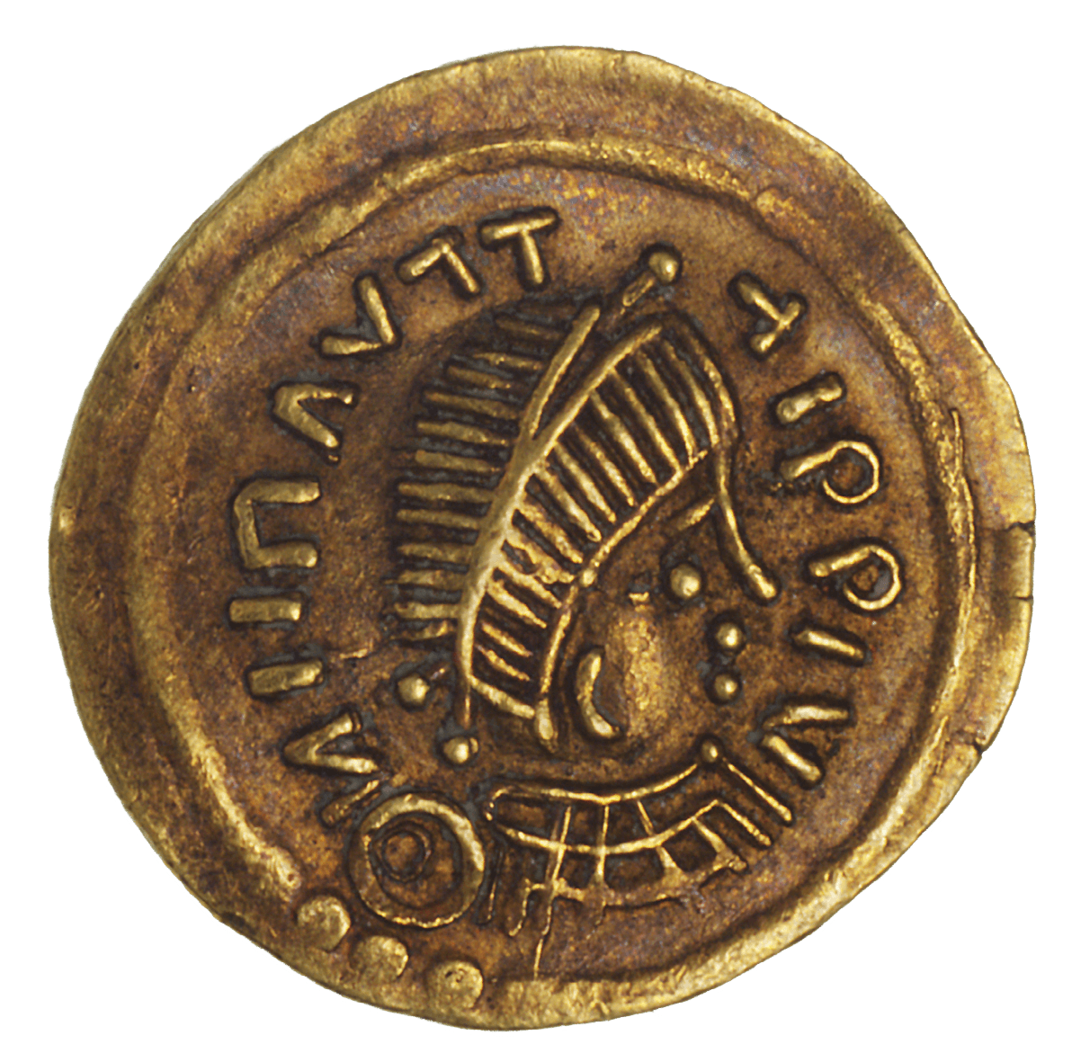 Kingdom of the Lombards, Perctarit, Tremissis (obverse)