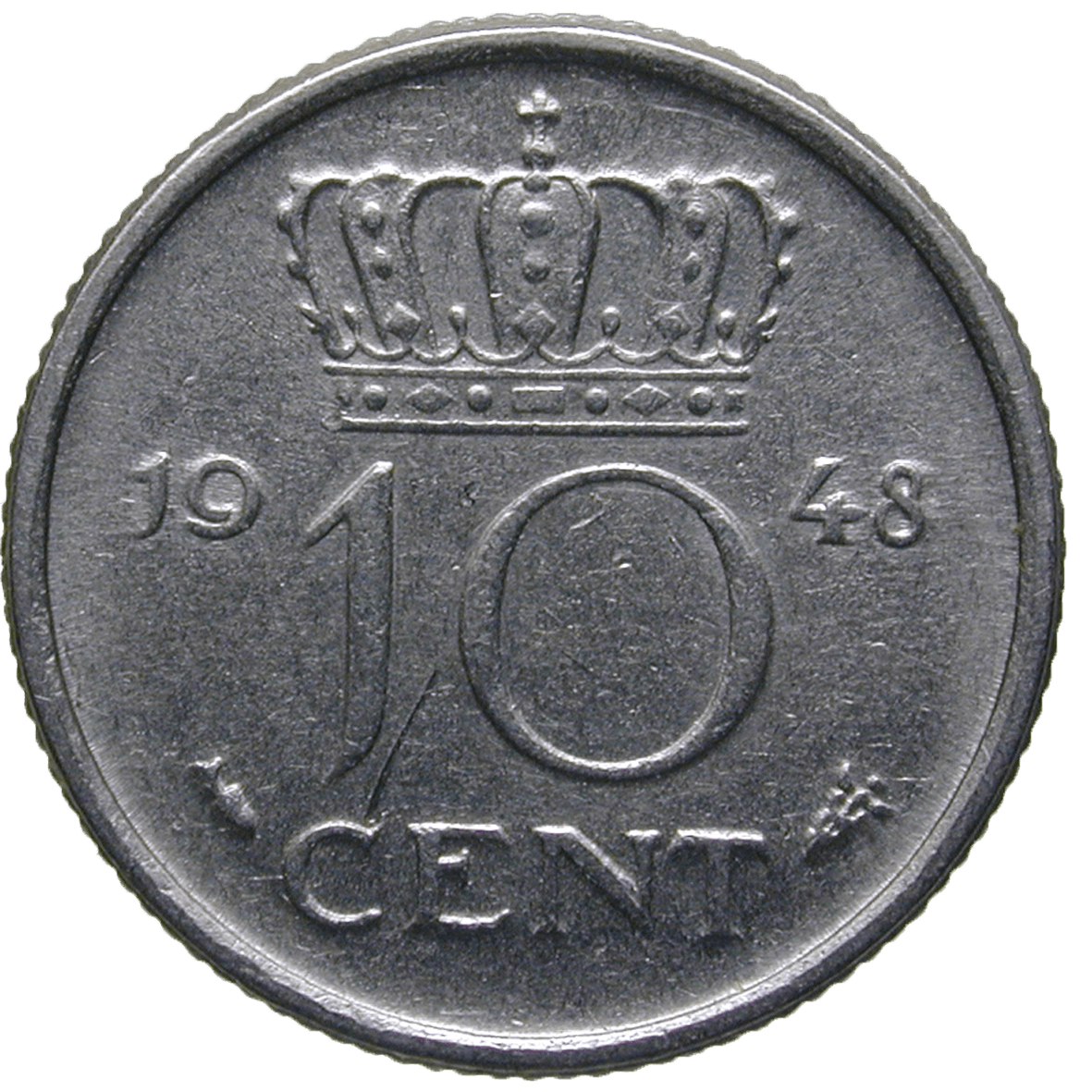 Kingdom of the Netherlands, Wilhelmina, 10 Cents 1948 (reverse)