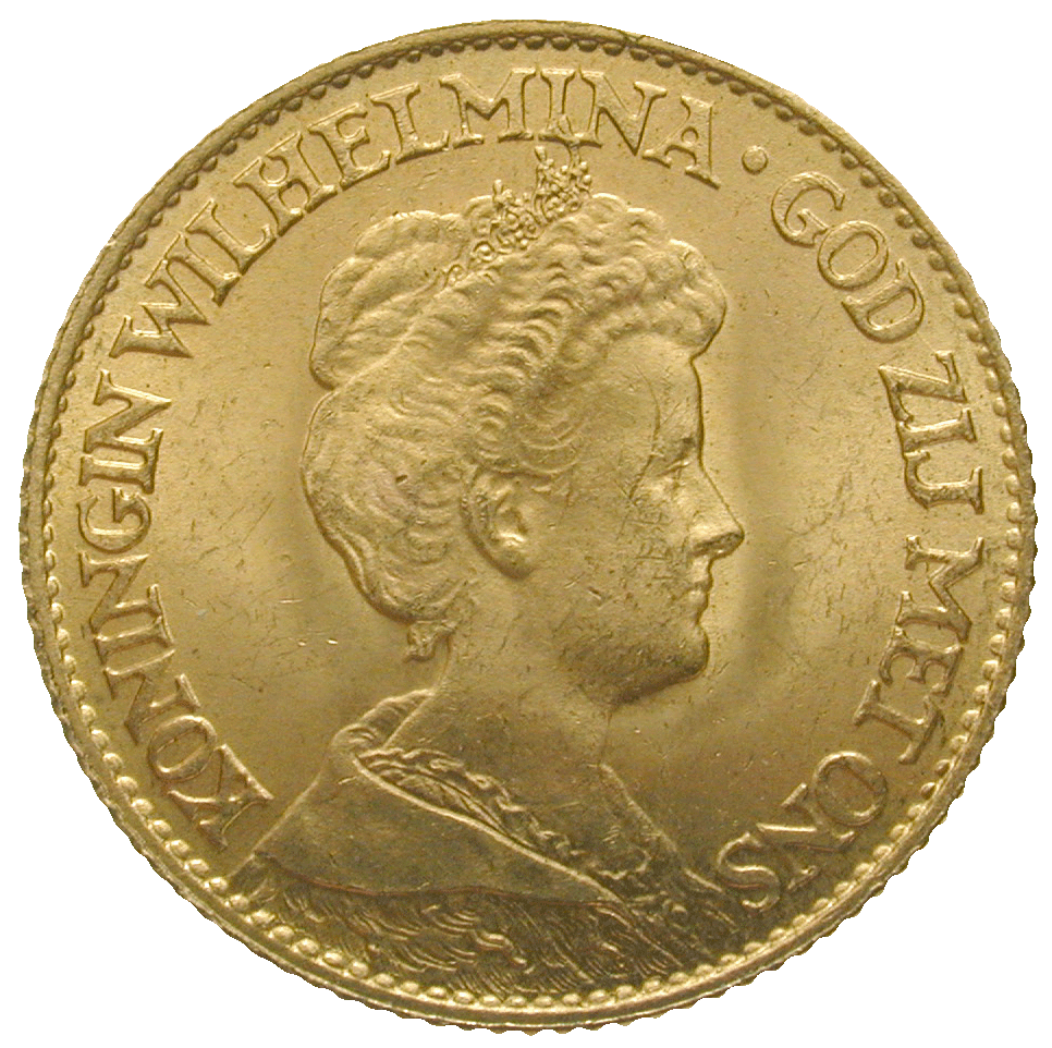 Kingdom of the Netherlands, Wilhelmina, 10 Gulden 1917 (obverse)