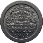 Kingdom of the Netherlands, Wilhelmina, 5 Cents 1908 (obverse)