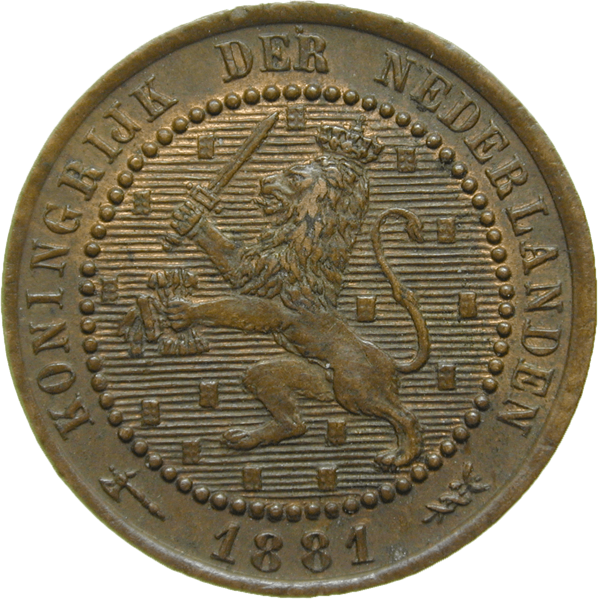 Kingdom of the Netherlands, William III, 1 Cent 1881 (obverse)
