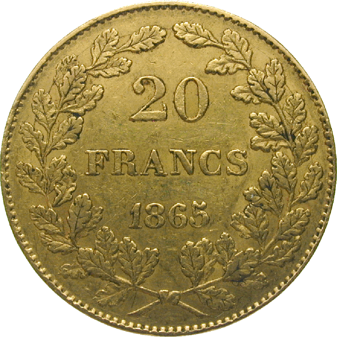 Königreich Belgien, Leopold I., 20 Francs 1865 (reverse)