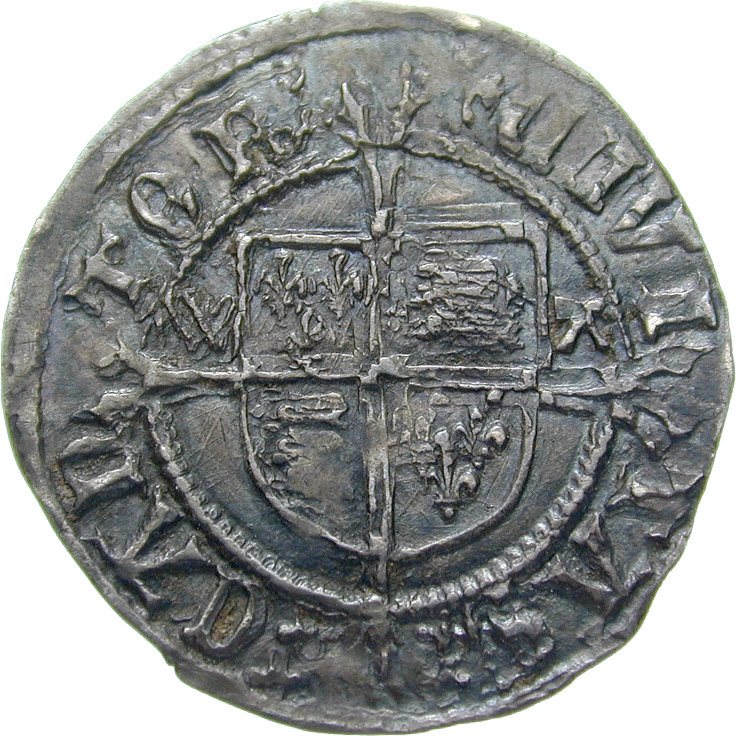 Königreich England, Heinrich VIII., Halfgroat (reverse)