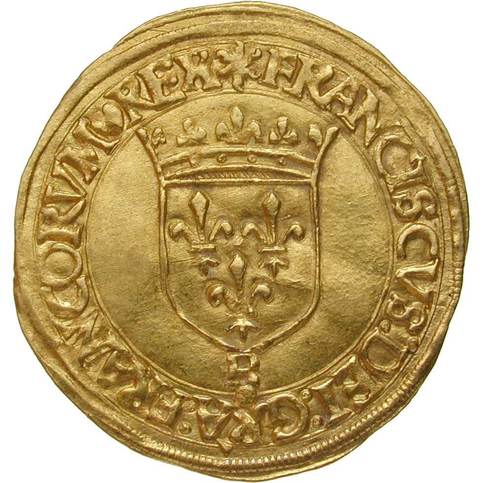 Königreich Frankreich, Franz I., Ecu d'or à la croisette (obverse)
