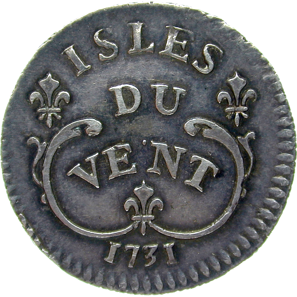 Königreich Frankreich, Isles du Vent (Antillen), Ludwig XV., 12 Sols 1731 (reverse)