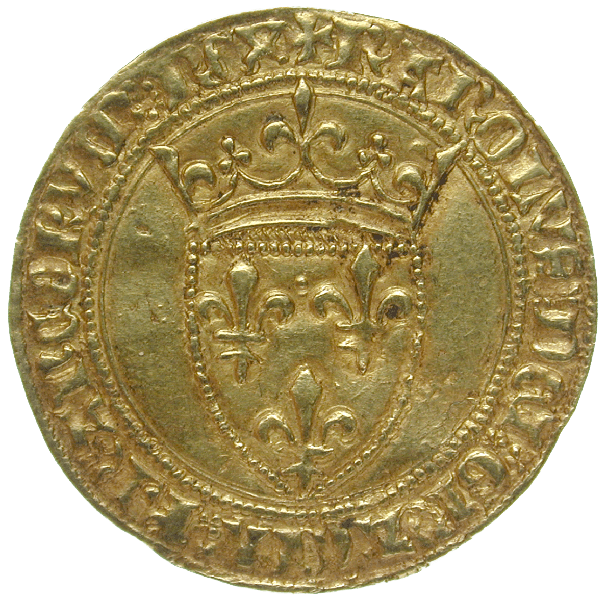Königreich Frankreich, Karl VI., Ecu d'or à la couronne (obverse)
