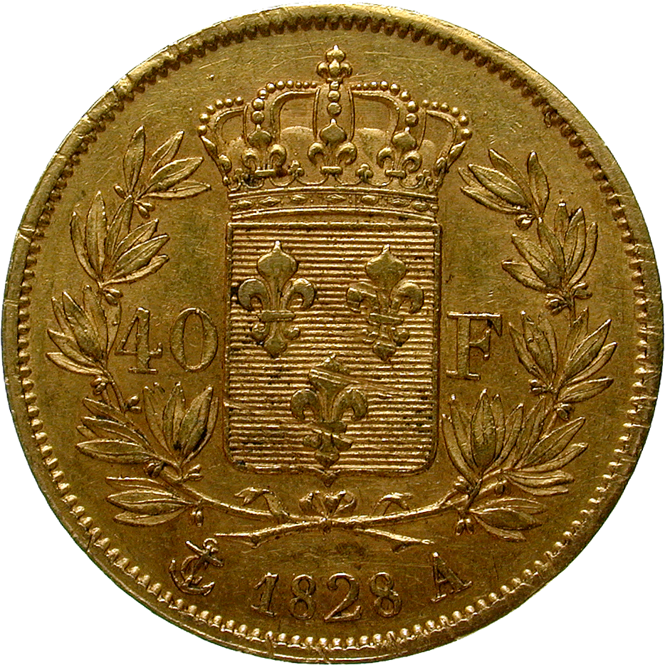 Königreich Frankreich, Karl X., 40 Francs 1828 (reverse)