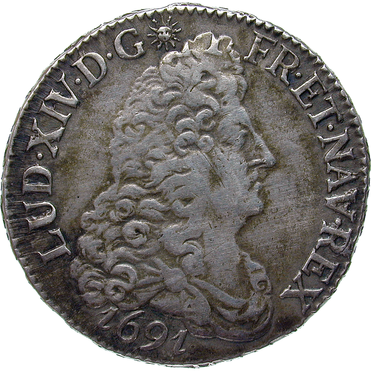 Königreich Frankreich, Ludwig XIV., 1/2 Ecu 1691 (obverse)