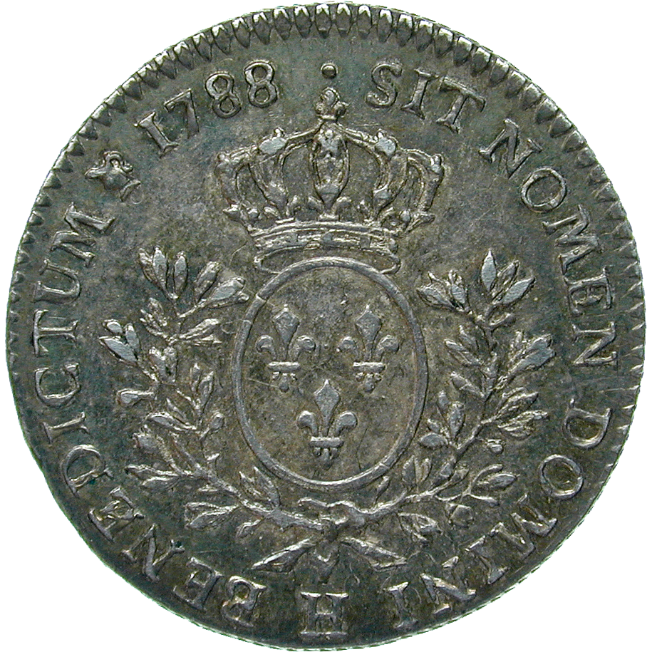Königreich Frankreich, Ludwig XVI., 1/2 Ecu aux lauriers 1792 (reverse)