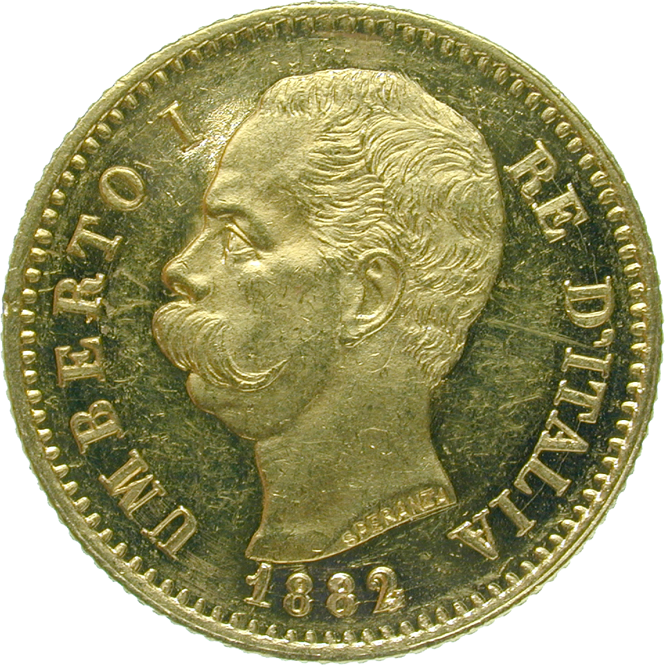 Königreich Italien, Umberto I., 20 Lire 1882 (obverse)