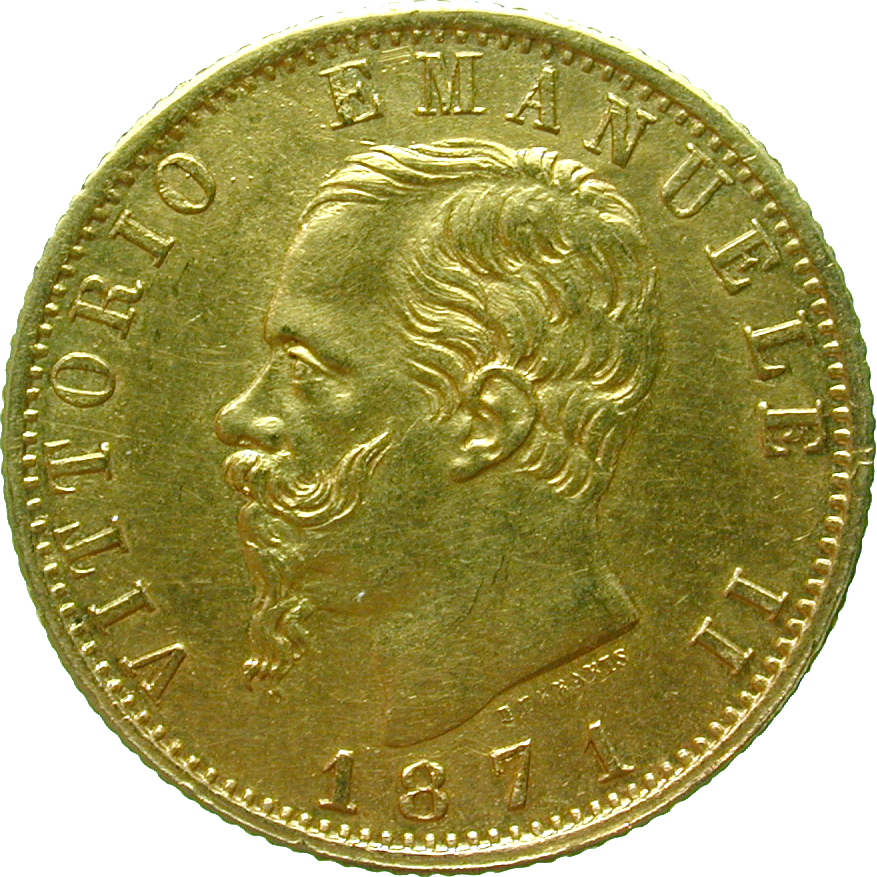 Königreich Italien, Vittorio Emmanuele II., 20 Lire 1871 (obverse)