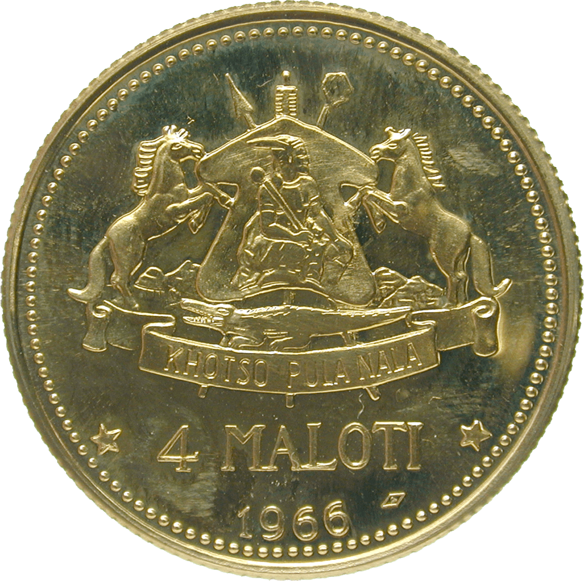 Königreich Lesotho, Moshoeshoe II., 4 Maloti 1966 (reverse)