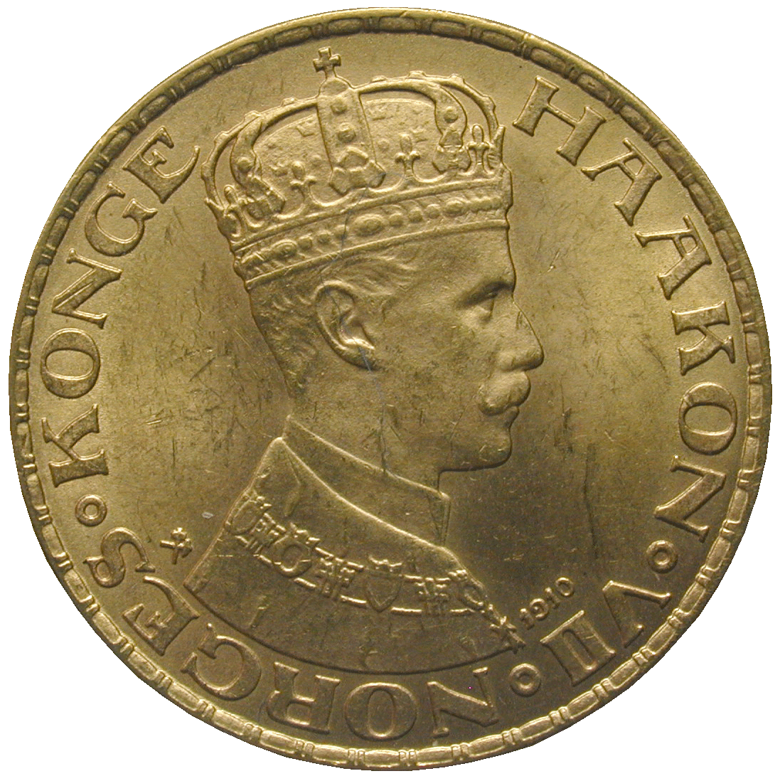Königreich Norwegen, Haakoon VII., 20 Kronor 1910 (obverse)