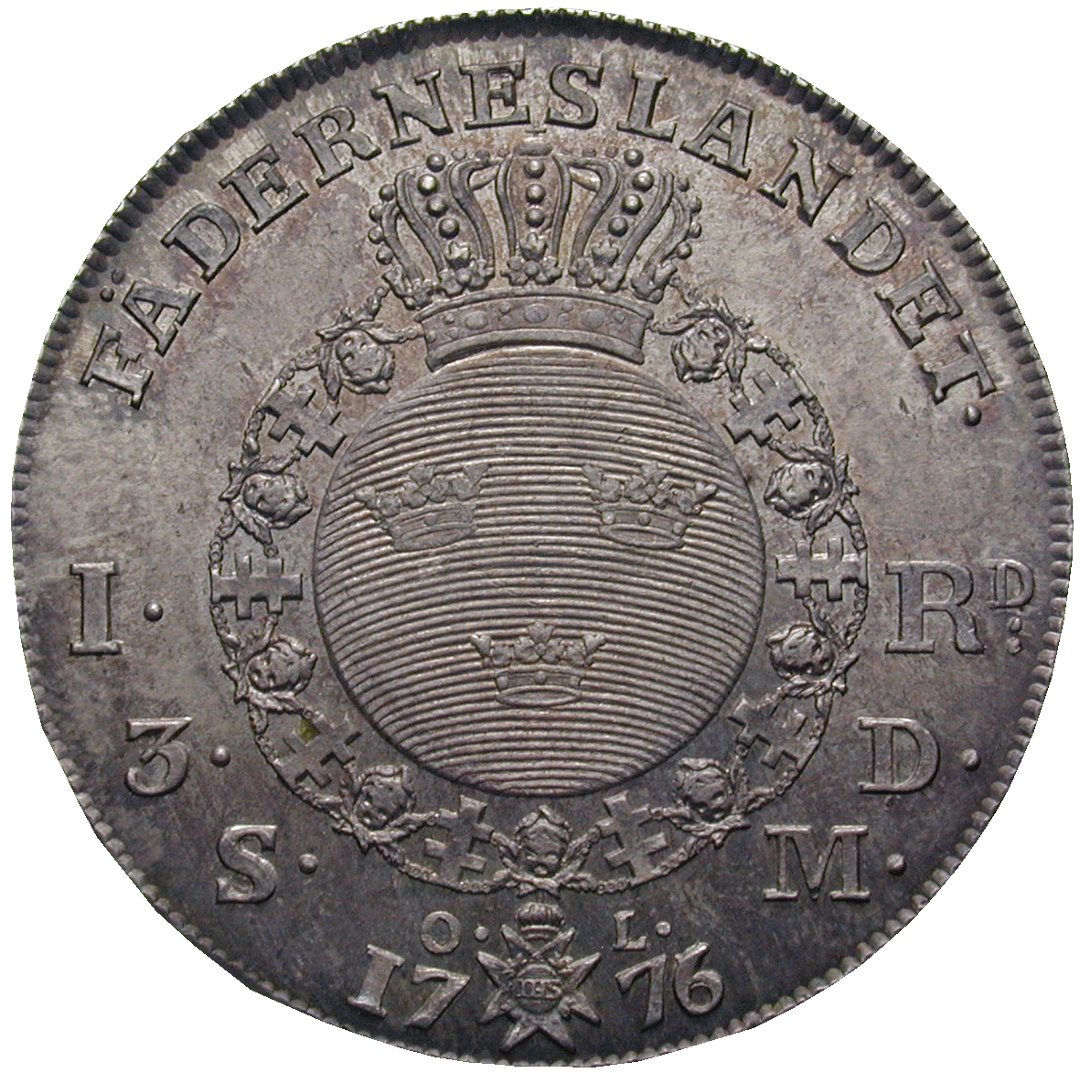Königreich Schweden, Gustav III., Riksdaler 1776 (reverse)