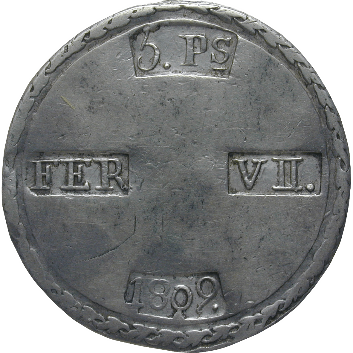 Königreich Spanien, Ferdinand VII., 5 Pesetas 1809 (reverse)