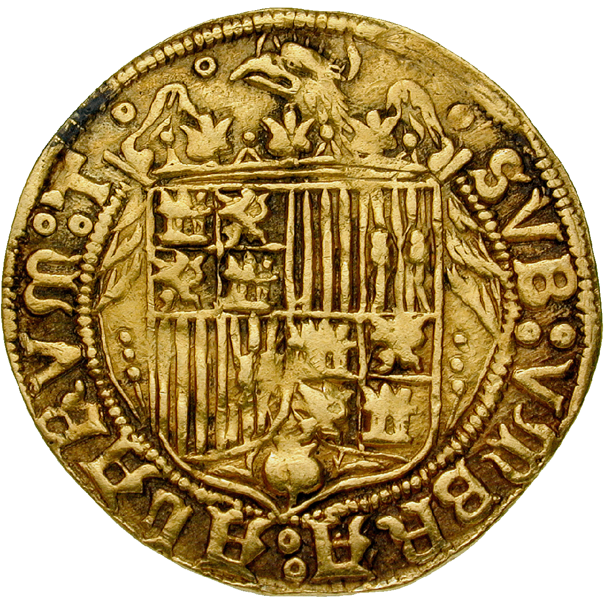 Königreich Spanien, Isabella I. und Ferdinand II., Dobla Excelente (reverse)
