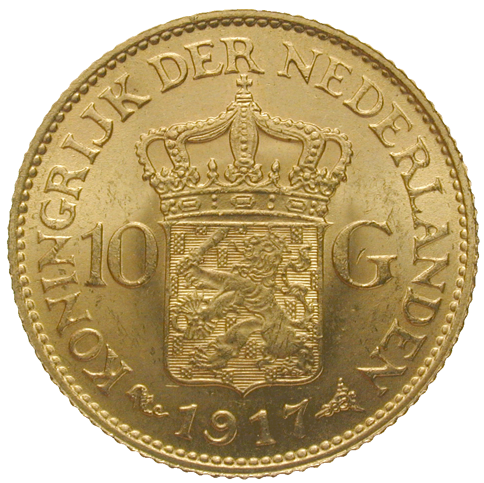 Königreich der Niederlande, Wilhelmina, 10 Gulden 1917 (reverse)