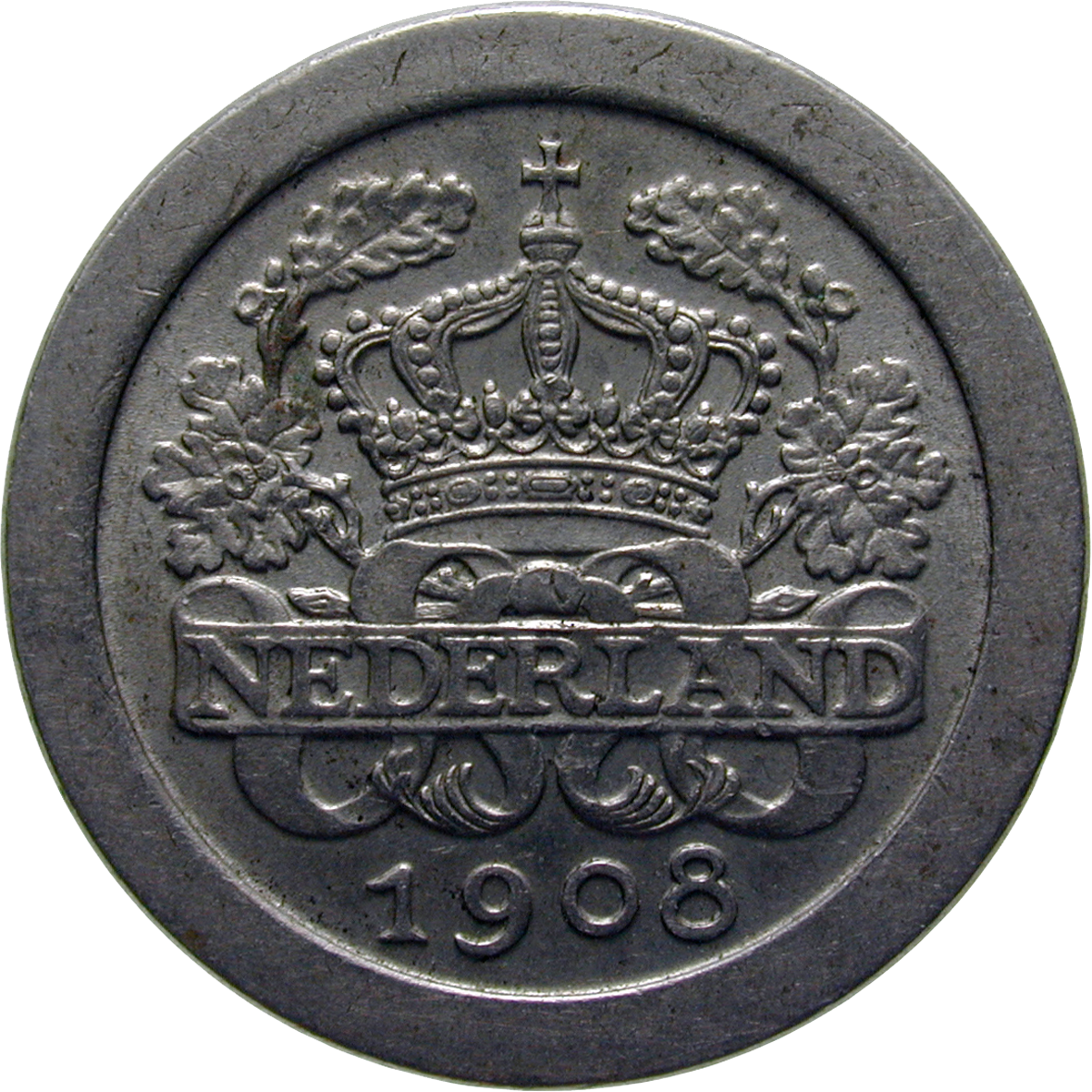 Königreich der Niederlande, Wilhelmina, 5 Cent 1908 (obverse)
