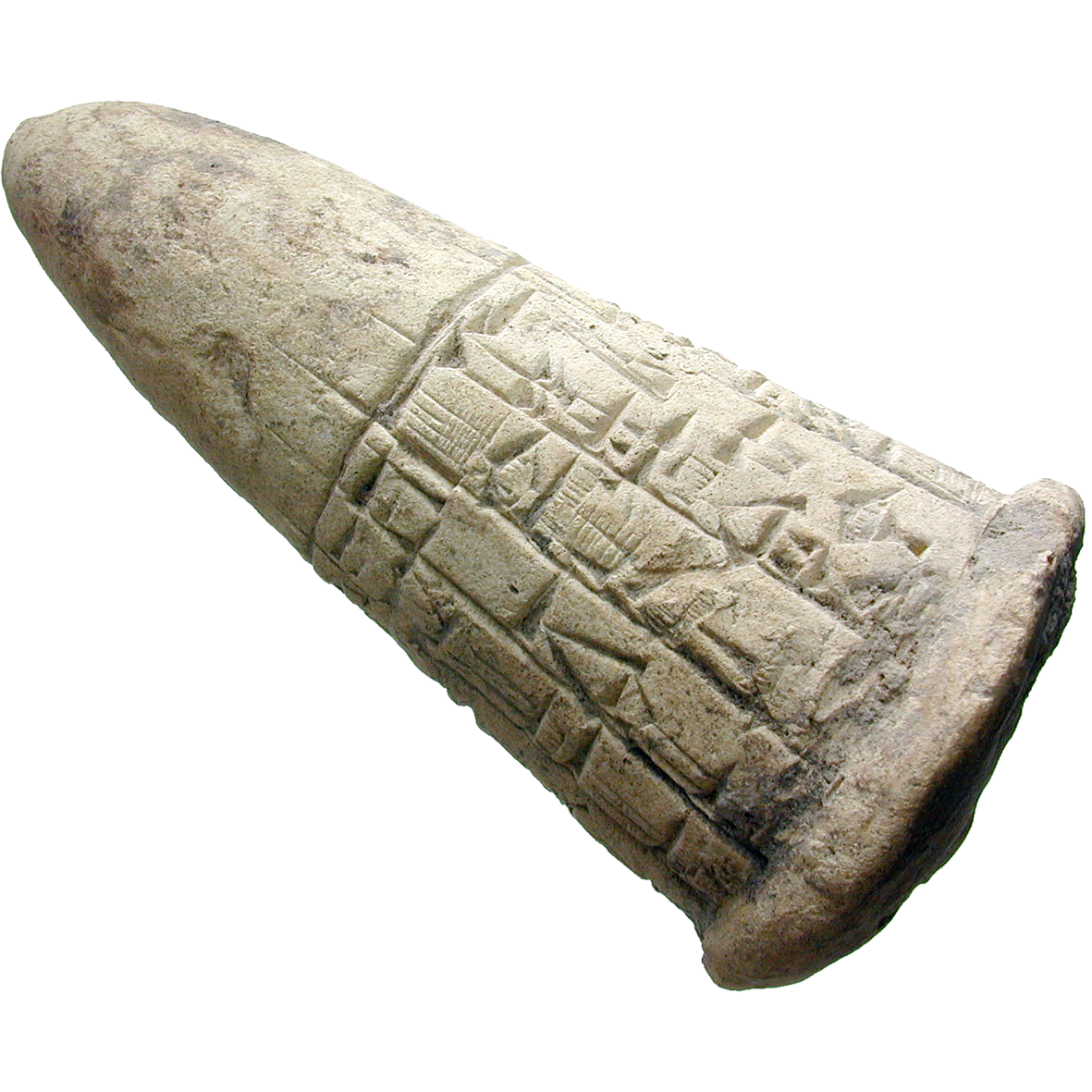 Mesopotamien, konischer Gründungsnagel aus Ton (obverse)