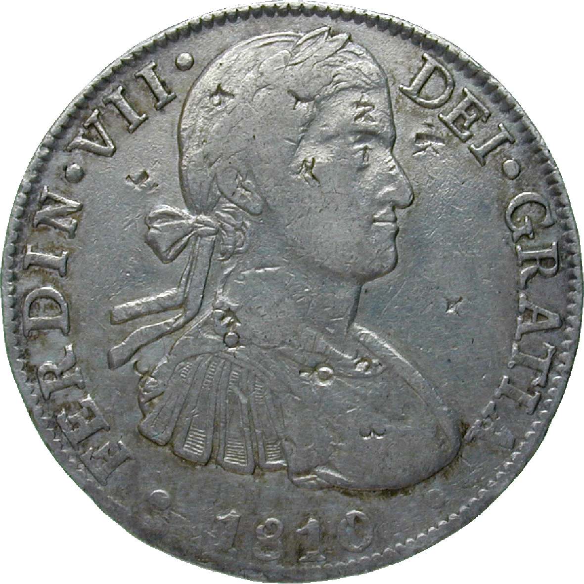 Mexico-China, Ferdinand VII of Spain, Real de a Ocho (Peso) 1810 (obverse)